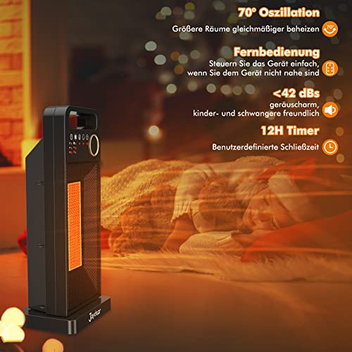 Keramische Ventilatorkachel met Timer, Elektrische verwarming met thermostaat voor thuis 2000W met Afstandsbediening, Draagbare Ruimteverwarmer met oververhitting bescherming voor Kantoor, Slaapkamer - Afbeelding 7