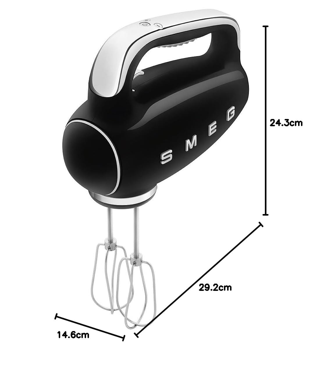 Smeg, Personal Blender PBF01BLEU, 2 Geschwindigkeitsstufen, Doppelklinge aus Edelstahl, 2 x 600 ml Flaschen inklusive, rutschfester Standfuß, integrierte Kabelaufwicklung, 300W, Schwarz