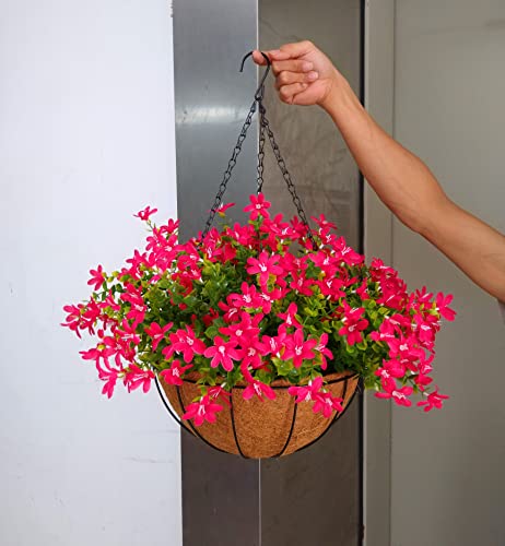 12 Inch Large Home Wedding Party Porch Garden Decoration Chain Hanging Basket Flower Silk Artificial Magnolias (Red) #TOP5