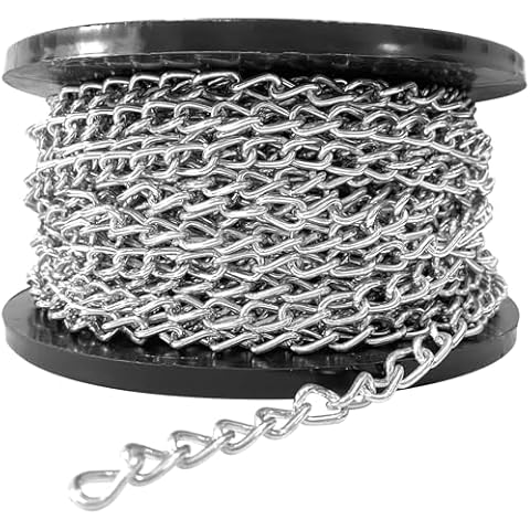 High-PQ 100ft Jack Chain, Galvanized Steel Hanging Chain for Hanging, Lightweight Link Chain with Spool for Light Fixtures, Decorations, Door Chain, Billboard, Bird Feeders,Pet Towing,30M Cover