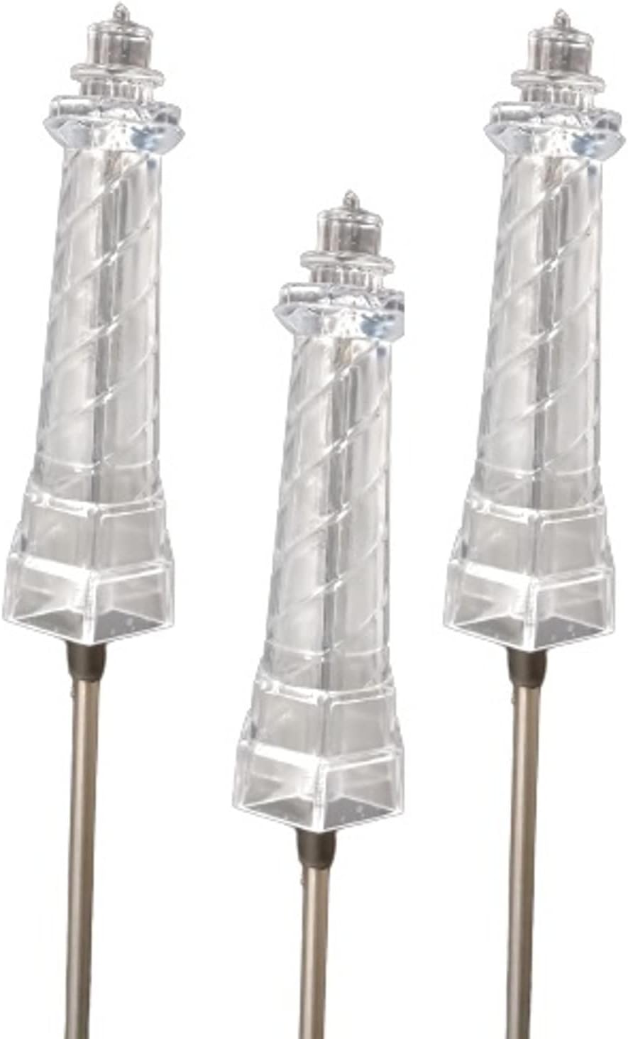 Generic Starry Illuminate 3 PCS Solar Color Changing Lighthouse Style Garden Stake Light