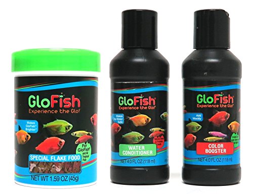 GloFish Bundle 3 Pack, Special Flake Food, Water Conditioner, & Color Booster - (3 Total Items)