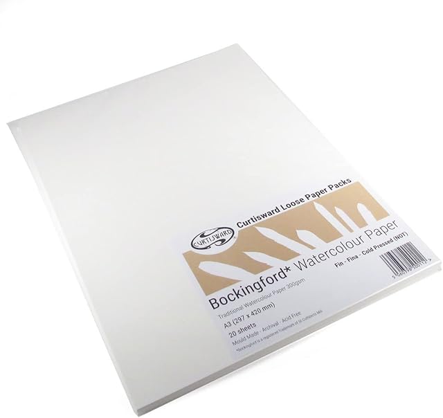 Bockingford Artists Cold Pressed (NOT Surface) Watercolour Paper A3 Pack 20 Sheets 300g Curtisward Pack
