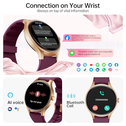 Image of Woneligo Smart Watch for Women,1.57inch AMOLED Touchscreen Fitness Watch for iPhone & Android,Heart Rate /Sp02 /Sleep Monitor,110+ Sport Modes IP68 Waterproof Bluetooth Calls (Purple, 1.57)