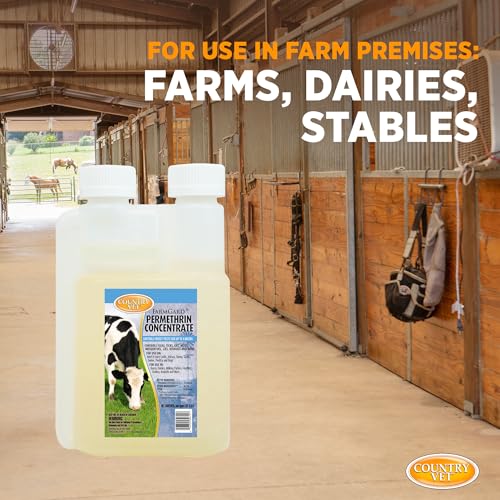 Image of Country Vet FarmGard Permethrin Concentrate - 32 Ounce (Case of 6) 343961CVA - Gets Rid of Flies, Mosquitoes, Silverfish, Cockroaches, Fleas, Millipedes, Gnats, Fruit Flies, Ticks, Lice, Spiders