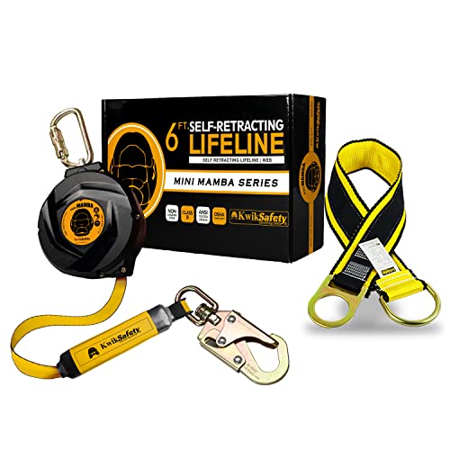KwikSafety - 6' mini Mamba Self Retracting Lifeline [Combo] Class 1 Retractable Safety Lanyard SRL ANSI OSHA