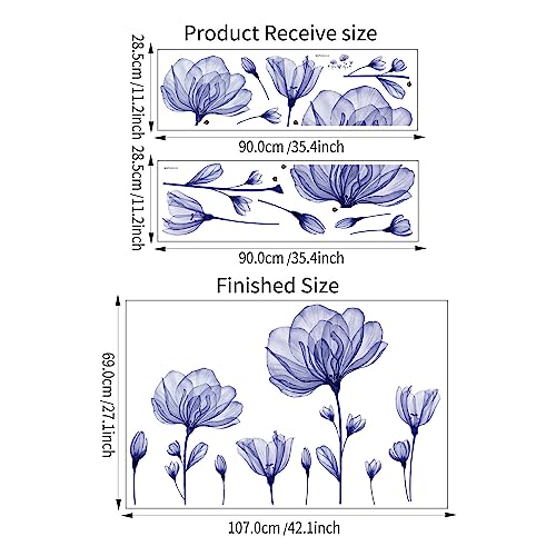 Vinilos decorativos 3D flor morada lily pack 2 hojas miniatura 2