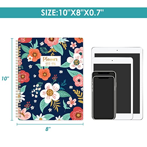 Planner 2023-2024 - July 2023 - June 2024, 2023-2024 Planner, Academic Planner 2023-2024, 8" X 10" , 2023-2024 Planner Weekly And Monthly With Printed Tabs, Flexible Cover, Thick Paper, Twin-Wire Binding - Fancy Floral #TOP5