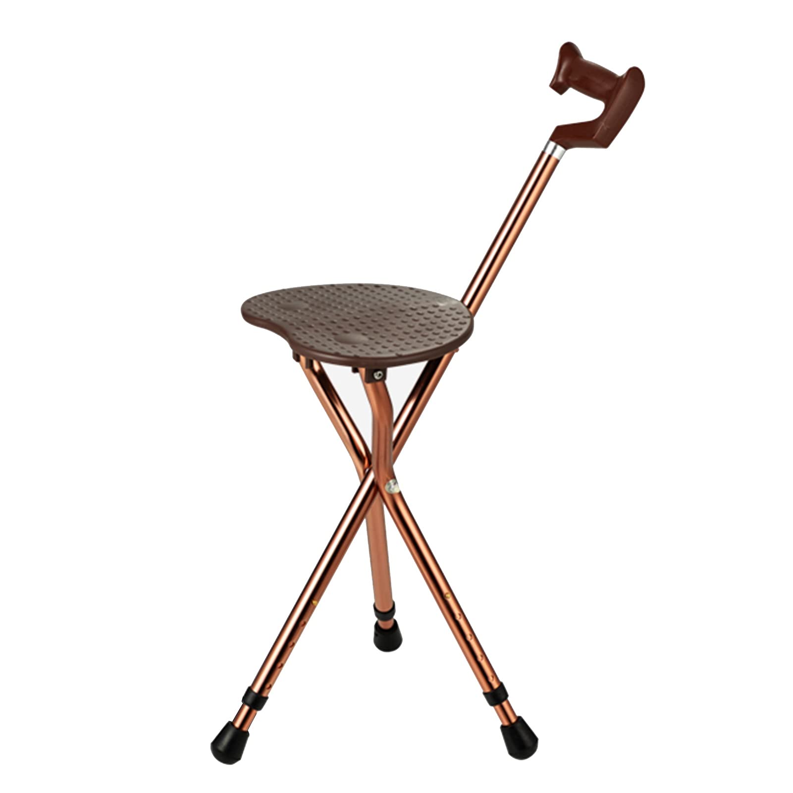 Silla para Caminar portátil para Hombres y Mujeres, Altura Ajustable Telescópico Caña de Caminar, Ligero Cómodo Paseo (Color : Brown)