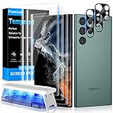 Mowei [3+2 Stück] Für Galaxy S22 Ultra Glas Schutzfolie, 3X 9H Schutzglas & 2X kameraschutz [Fingerabdruck-ID unterstützen] Hüllenfreundlich Kompatibel mit Samsung S22 Ultra 5G