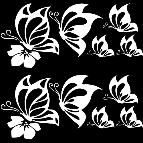GORGECRAFT 4 Feuille Papillon Autocollant de Voiture Ensemble de Grands Autocollants de Voiture Papillons S'Embrasser Hibiscus Autocollants Réfléchissants...