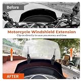 Motorcycle Windshield 29.5 x 22 x 17.5cm Adjustable Windscreen Universal Wind Deflector for MT07 MT09 MT10 R1 R3 FZ6 TMAX530 TMAX 500 (Transparent)