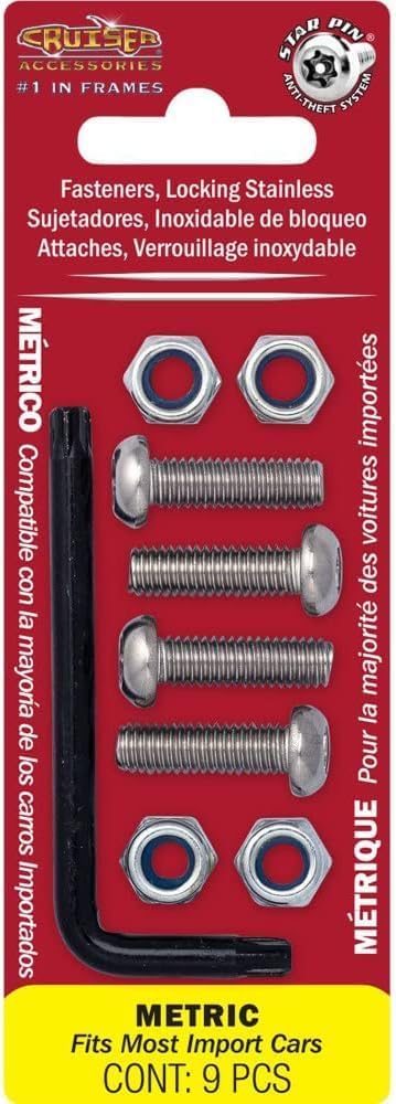 Cruiser Accessories 81200 Locking Fasteners License Plate Frame Hardware, Standard-Stainless Star Pin