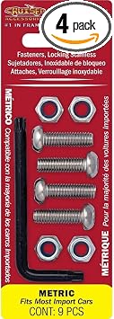 Cruiser Accessories 81300 Locking Fasteners License Plate Frame Hardware, Metric-Stainless Star Pin