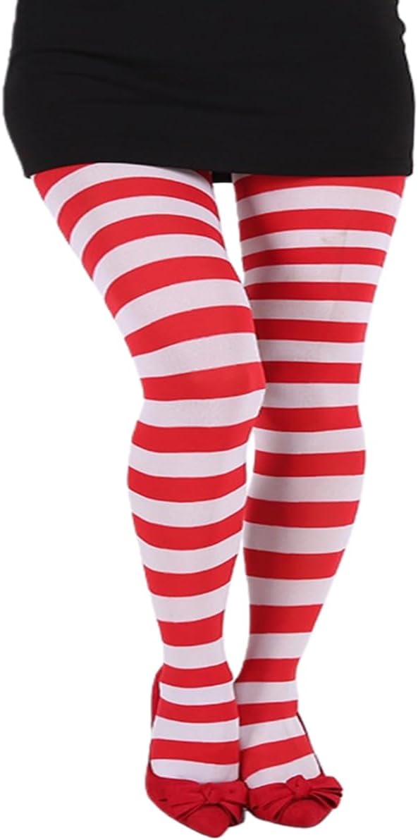 Mrotrida Women's Christmas Striped Tights High Waist Pantyhose Cosplay Stocking Elastic Slim Legging image 4