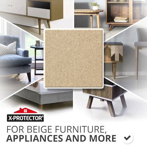 X-Protector Felt Furniture Pads - 20 PCS 6 x 1/2\" - Premium Felt Strips with Adhesive Backing - Rectangular Furniture Pads for Hardwood Floors - Cut Furniture Felt Pads to Size You Need! (Beige)