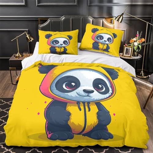 Housse de couette panda microfibre pour lit double fini les draps froissés