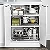 simplehuman 9-Inch Pull-Out Cabinet Organizer, Under Cabinet Sliding Drawer for Kitchen Bathroom, Heavy-Gauge Steel Frame, Removable Drip Guard, Ball-Bearing Tracks, Grey Plastic