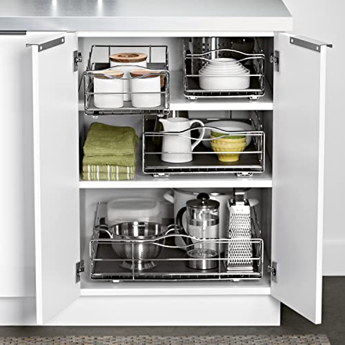 simplehuman 9-Inch Pull-Out Cabinet Organizer, Under Cabinet Sliding Drawer for Kitchen Bathroom, Heavy-Gauge Steel Frame, Removable Drip Guard, Ball-Bearing Tracks, Grey Plastic by simplehuman - Image 4