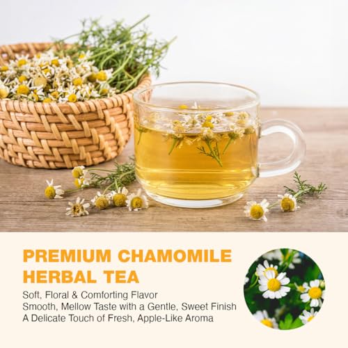Image of Chamomile Tea For Sleep - Simply 30 Tea bags | SLEEP & RELAXATION | Caffeine Free Flower Based Herbal Tea - Non-Bitter Non-GMO Low Caffeine, Gluten Free Sweet Aroma & Delicious Taste Organic Chamomile Tea | Flower from Dried Flowers & Leaves | Caffeine Free | Loose Leaf Taste | Leaves | For Women & Men