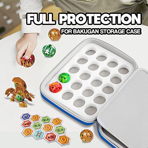 Morinbo Toy Organizer Storage Case Compatible With Bakugan Figures, Bakucores & Armored Alliance, Geogan Rising Battle Action Figure, Carrying Box For 20 Pieces With Accessories Mesh Pocket (Blue) #TOP3