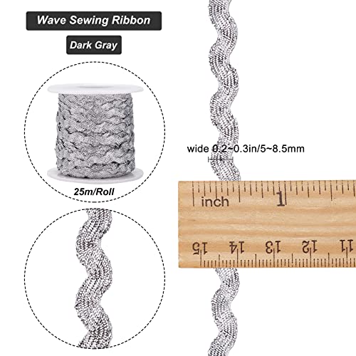 image for GORGECRAFT 1 Roll 27yd/25m Glitter Silver RIC Rac Trim Ribbon Wave Sew