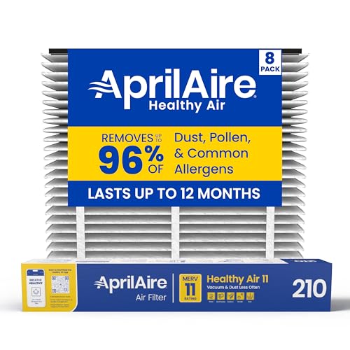 Genuine AprilAire 210 Replacement Filter for AprilAire Whole-House Air Purifiers - MERV 11, Clean Air & Dust, 20x25x4 Air Filter (Pack of 8)