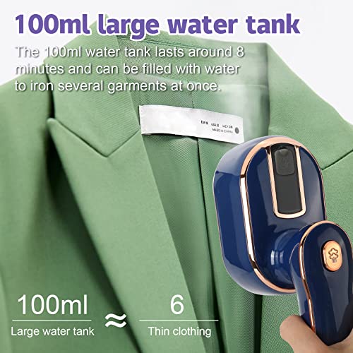 Mini Steam Iron, 1000W Foldable Handheld Travel Steam Iron, Travel Iron 20s Fast Heat Up, Portable Steamer Iron for Home and Travel, 100ml Water Tank (Blue) - Image 5