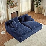 Oversized Double Chaise Lounge Loveseat Cozy Cloud Couch, Fluffy Corduroy Upholstered Sleeper Sectional Sofa Lounger Daybed with Throw Pillows and Wide Armrest for Living Room, No Assembly Required