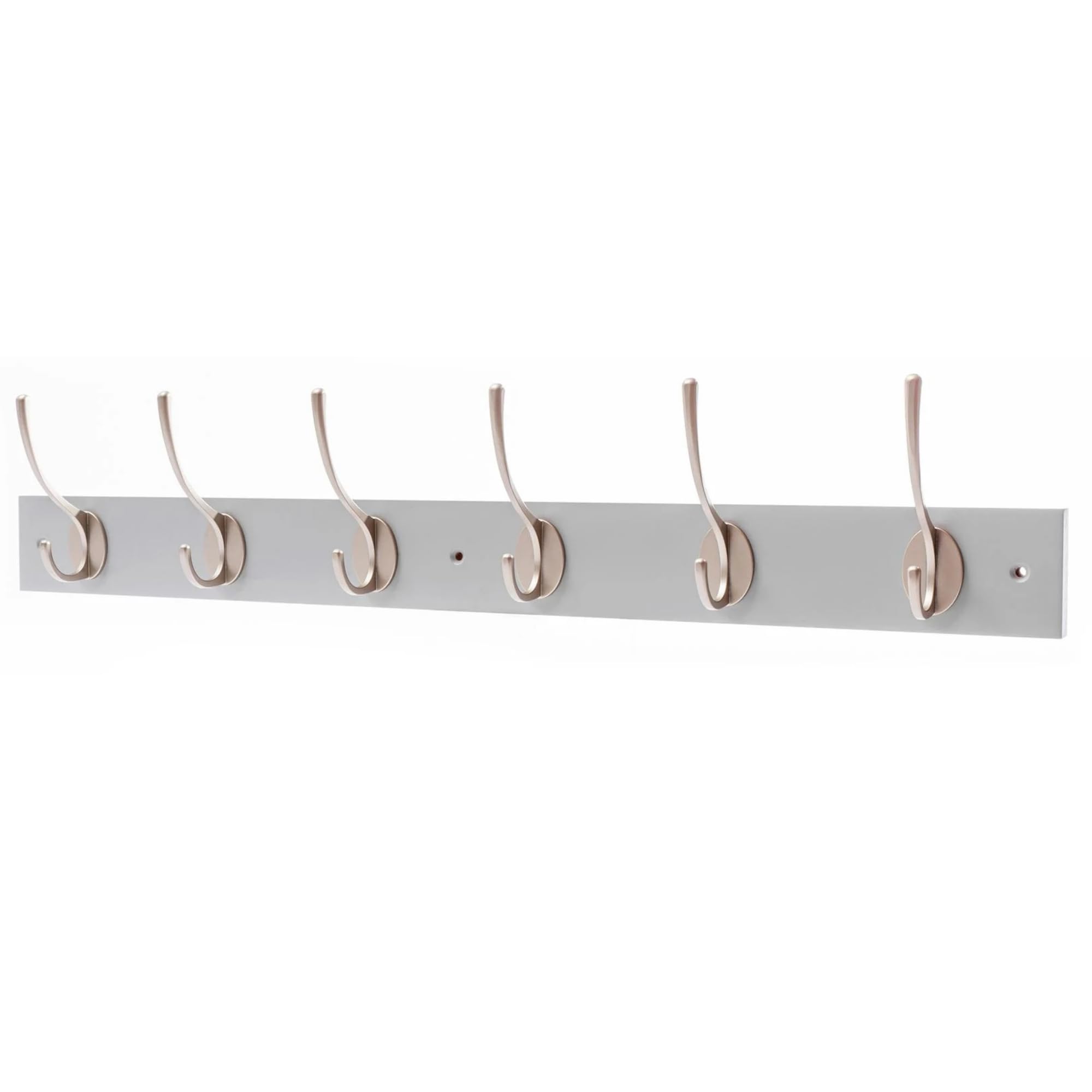 Keypak Dove Grey/Satin Nickel Victorian Wall Mounted Coat Hooks, Wooden Coat Rack For Hanging Coats, Hats, Clothing, Scarfs (, 6 Hooks)