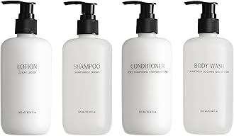 Shampoo Conditioner Body Wash and Lotion Kit 4 Pump Bottles Per Case Each 10.14 Fl oz/300 ML Aloe vera, Green Tea Extract Infused Hotel Toiletries