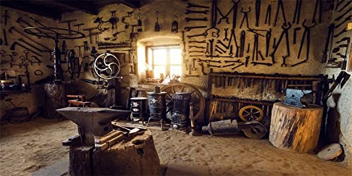 Yeele 20x10ft Background for Photography Vintage Traditional Smithy Workshop Interior Backdrop Anvil Blacksmith Shop Rural Smithy Adult Man Photo Booth Shoot Vinyl Studio Props