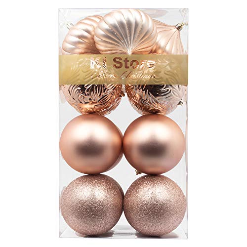 BusyBee Oro Rosa Bolas de Navidad de 10cm 16 Piezas para la decoración del árbol de Navidad Adornos de árbol de Navidad