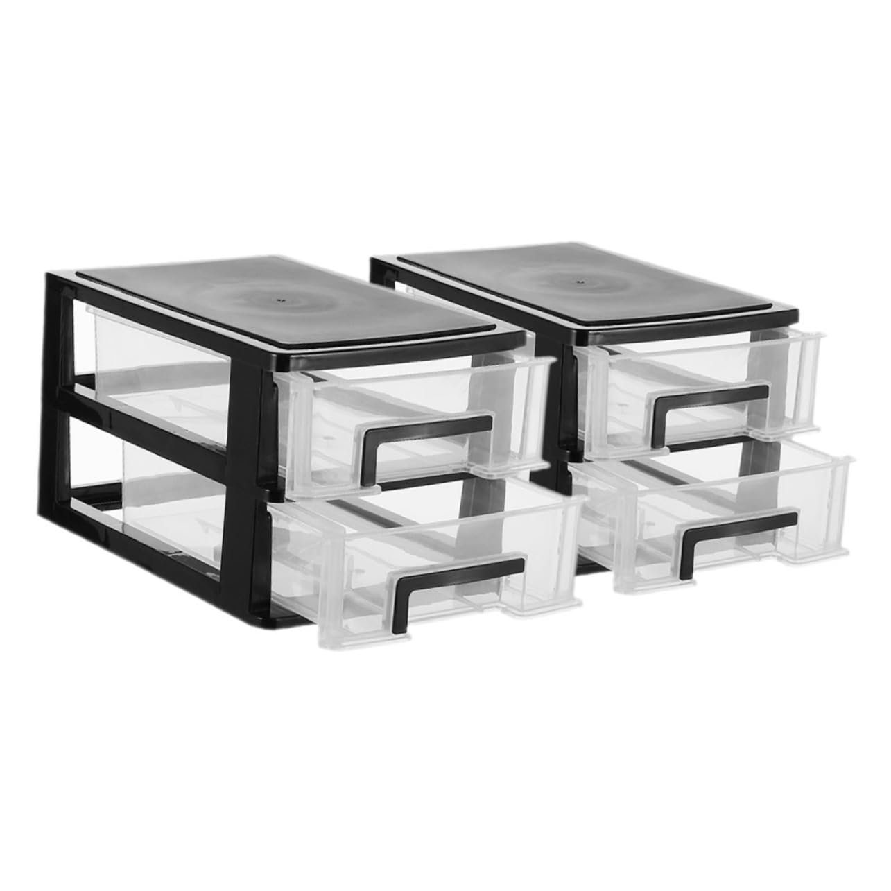 Lot de 2 Organisateurs de Tiroirs de Bureau en Plastique Abs Noir, Organisateur de Rangement de Bureau Pratique pour École et Maison, Rangement Divers