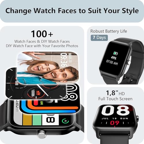 Tensky Smart Watch for Men Android & iPhone, Alexa Built-in, 1.8" Fitness Tracker with Answer/Make Call, IP68 Waterproof/SpO2/Heart Rate/Sleep/Monitor, Activity Tracker for 100+Sport Modes3