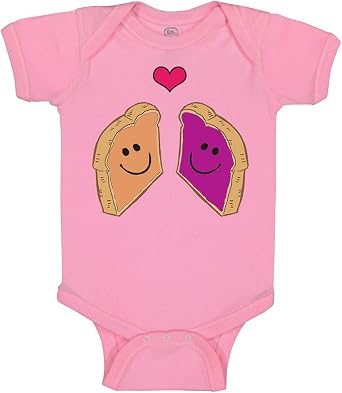 Cute Rascals Baby Bodysuit Peanut Butter and Jelly Toasts in Love B Funny Boy & Girl Baby Clothes Cotton Soft Pink Design Only Newborn
