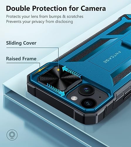 Coque iPhone 15 Plus antichoc bleu militaire protection robuste avec support - 3