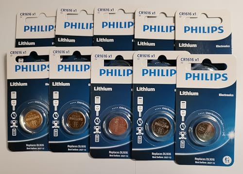 PHILIPS CR1616 Lot de 10 Piles AU Lithium 3V