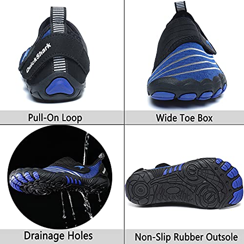 Quickshark Kids Water Shoes Boys Girls Barefoot Aqua Socks Lightweight Quick Dry Sandals Slip On Walking Sneakers For Beach Pool Swim 2-Blue/Black 12 Little Kid #TOP4
