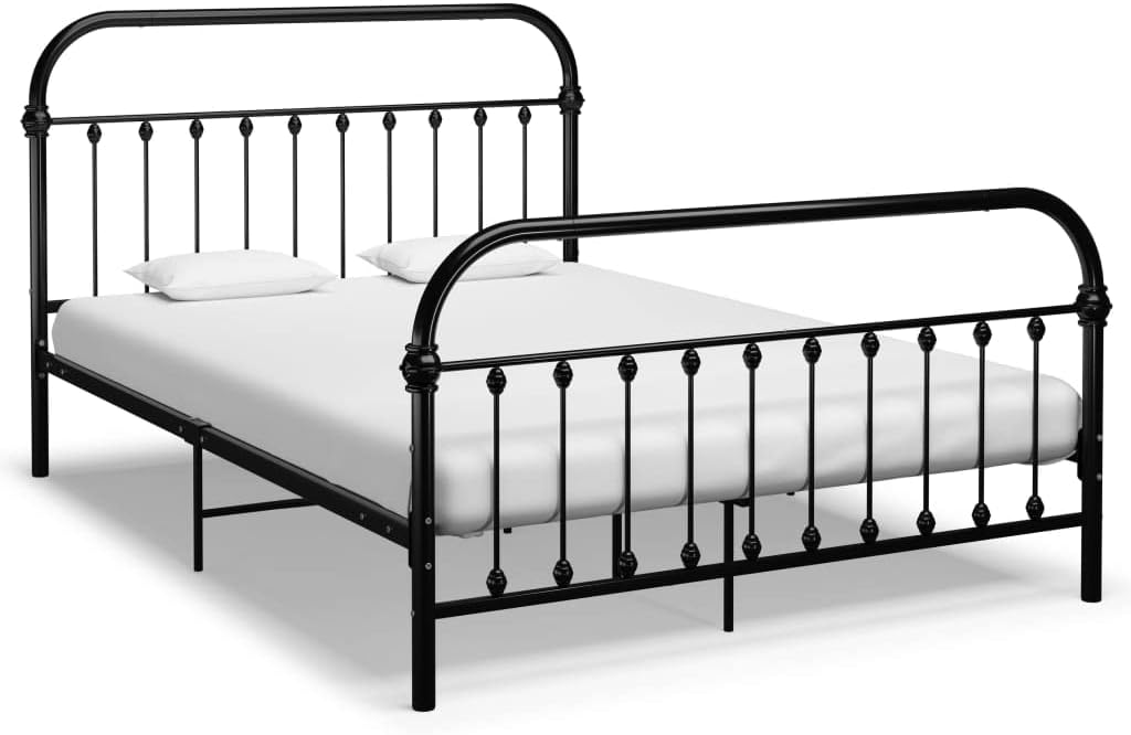 Single Bed Frame Black Metal 120 x 200 cm, Durable Slatted Base, Vintage-Look Daybed, Space-Saving Small Double Bed Frames for Bedroom, Guest Room and Studio