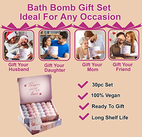 Birthday Gifts Ideas For Wife, Bath Bombs Gifts For Women , Mom, Men, 30Pc Marbleized Bubble Fizzies, Multi Scents, Handmade Bath Bombs Gift Set, Best Bubble & Spa Bath, Birthday, Aromatherapy Gifts #TOP4