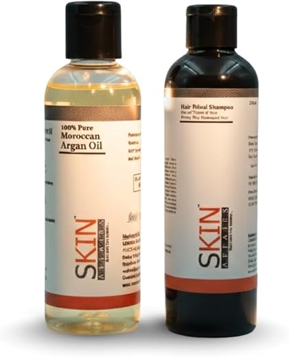 Skin Affairs Shiny Hair Kit | Argan Moroccan Oil with Hair Ritual Shampoo | Smoothens, Nourishes and Adds Shine | Frizz-Fr...