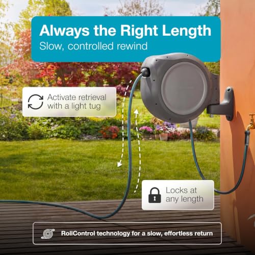 GARDENA Retractable Garden Hose Reel - 75 Feet - Auto R...