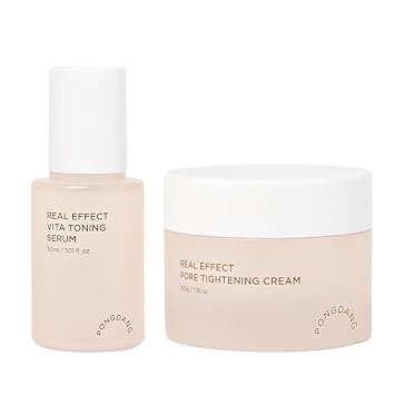 PONGDANG Real Effect Clear Duo for Pore Pore Vita Toning Serum & Pore Tightening Cream, pore minimizer, brighting, vitamin, nourishing, Korean Skin Care