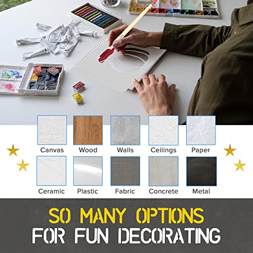 Cachi Large Calligraphy Stencil Set For Painting On Wood & More - Huge Set Of 51 Reusable Painting Stencils - Farmhouse & Welcome Signs, Holidays, Seasons, Craft Projects #TOP2