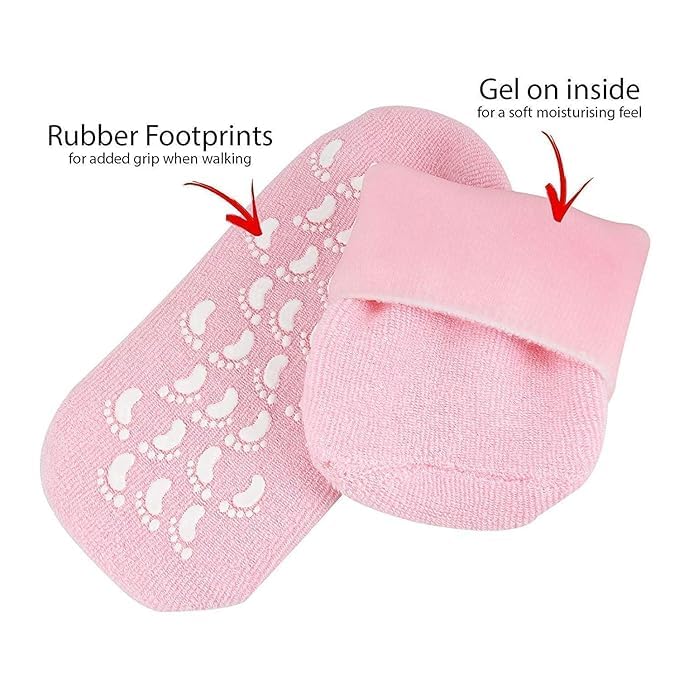 Image of DS CARE Silicone Socks for Women, Crack Heel Repair Socks, Spa Gel Socks for Women, Silicon Socks, Silicone Socks for Men, Foot Hydration Socks Vitamin E-Multicolour (Pink) by UNIDSC