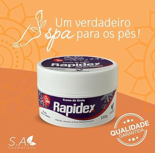 Kit 2 Cremes Hidratante de Ureia para Pés e Mãos Amaciante evita Ressecamento Rapidex Vitapés 150g