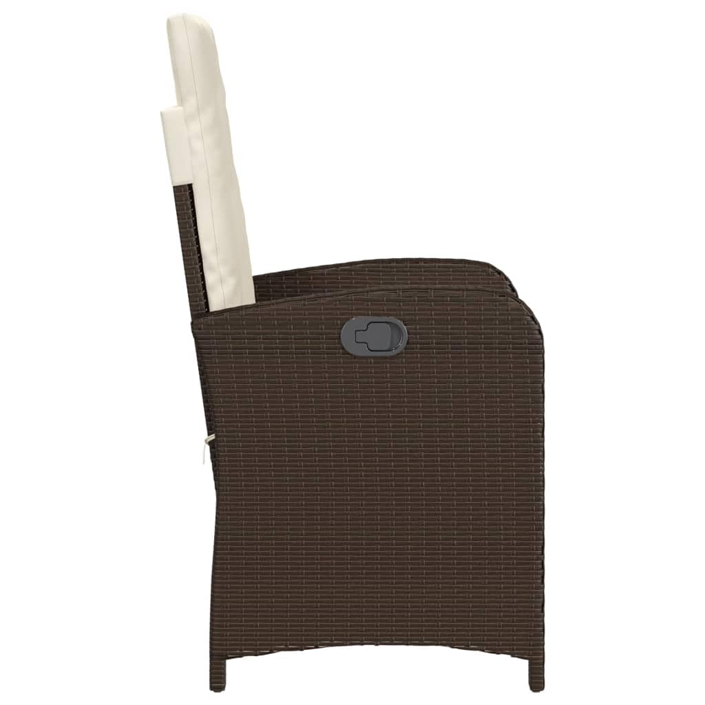 Poltrona reclinabile da giardino con cuscini in rattan sintetico marrone Sedie da esterno resistente alle intemperie, poltrone per terrazze, mobili da giardino, poltrone da giardino