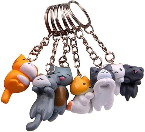 YSSZAM 1Pc Kitten Key Chain Couple Gift Fashion Lucky Cat Keychain Random Style Pendent Charm PVC Key Ring Cartoon Bag Pendant Women's Keyrings and Keychains