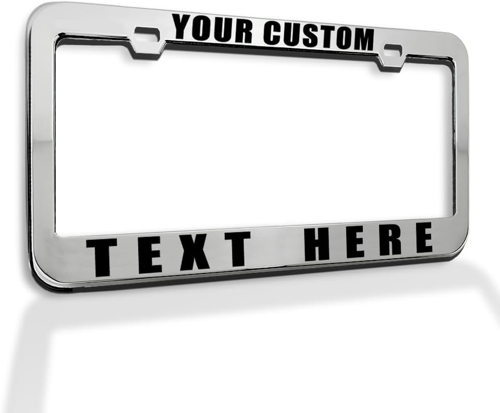 Custom License Plate Frame Custom Personalized Text Funny Metal Cute Car Accessories License Plate Holder Stainless Steel 2 Holes 1 Frame
